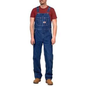 VTG Round House Men's Blue Denim Overalls Size 58x30 Adjustable Straps Workwear